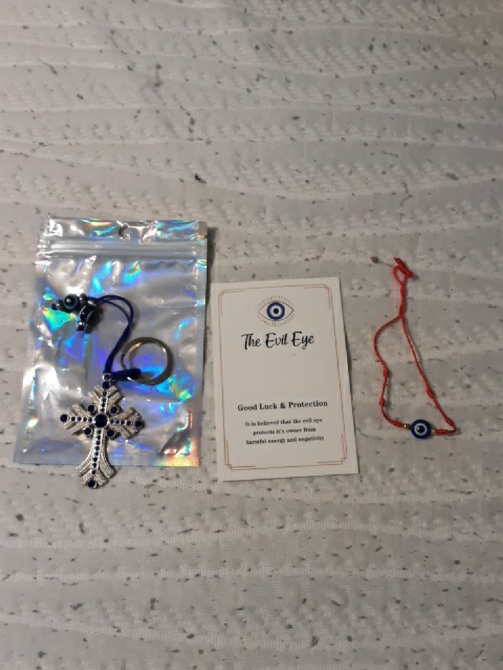Evil Eye Protective Bracelet, Keychain  Or Purse Charm Set